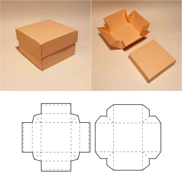Box with handle template, square box, cube box, favor box, g