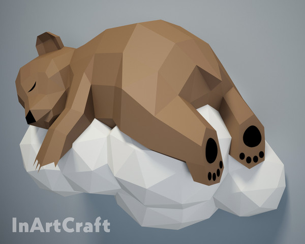 PDF Papercraft Bear on a cloud, Paper Craft 3D origami kit, - Inspire ...