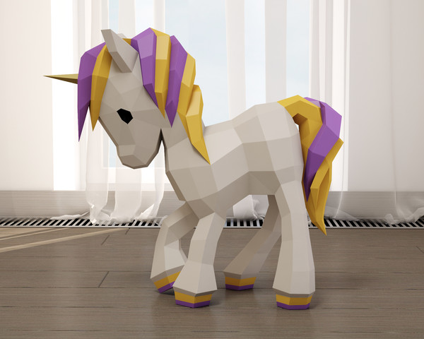 Papercraft Unicorn baby, 3D paper craft floor model, cute sc - Inspire ...