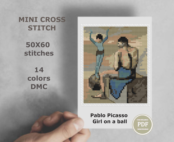 cross stitch pattern Pablo Picasso Girl on a ball.png