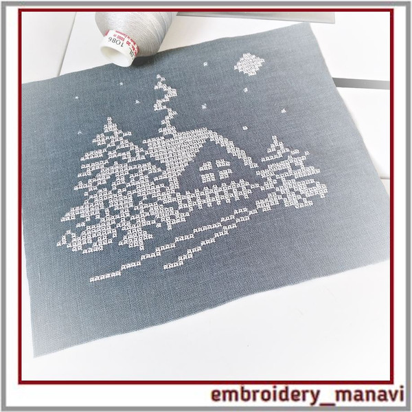 Winter-nature-French-cross-stitch-machine-embroidery-design