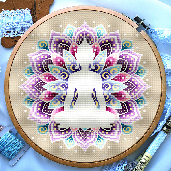 Mandala Buddha cross stitch Cross stitch - pattern, Uplift flowers Inspire