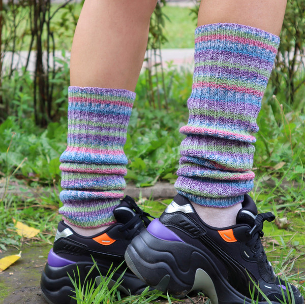 Wool leg warmers, Yoga socks, Striped leg warmers, Hand knit - Inspire  Uplift