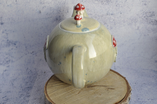 Amanita mushroom teapot 735ml, handmade ceramic kettle 25oz, fairy