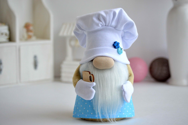 Chef gnome diy kit. Cute cook gnome for kitchen tiered tray