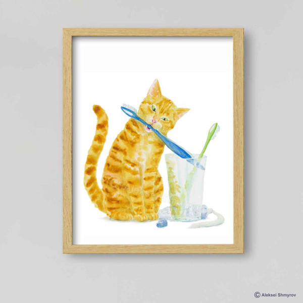 Orange White Cat Print Cat Decor Cat Art Home Wall-4-1.jpg