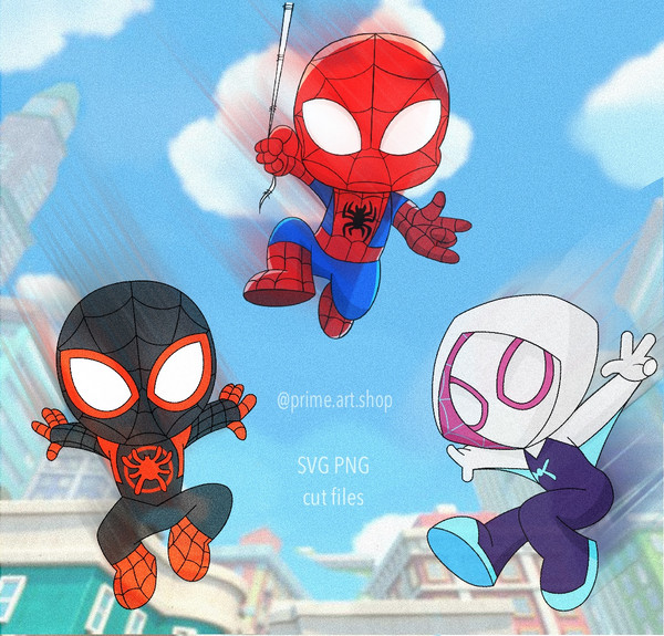 3 Spidey amazing friends Superhero Svg, Ghost Spider svg, Ba