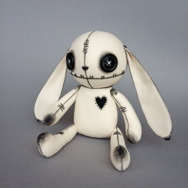 Custom Bunny Plush Creepy Goth Rabbit Plush Toy Spooky Bunny