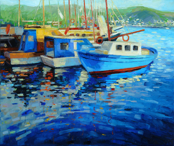 Sailboats impasto art oil painting.jpg