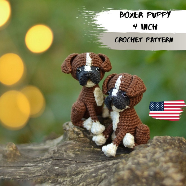 Mini Boxer Puppy CROCHET PATTERN PDF, crochet Dog pattern ti - Inspire  Uplift