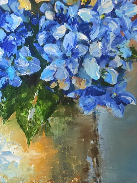 Books With Hydrangea by B. St. Marie Nelson (Oil Painting)