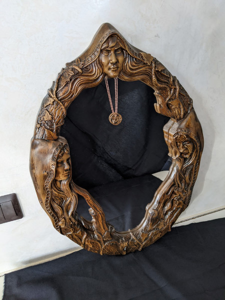 Magic mirror Scrying Mirror, Wall Mirror Carved On Wood, Witch Altar Tile, Black mirror7.jpg