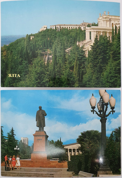 4 YALTA USSR vintage color photo postcards set views of town 1984.jpg