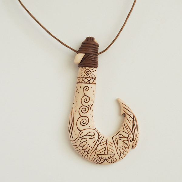 Maui Necklace Maui Fish Hook Pendant Moana Disney Handmade Polymer Clay Jewelry Fimo Pendant Moana Kids Jewel | Lovelyclaygifts