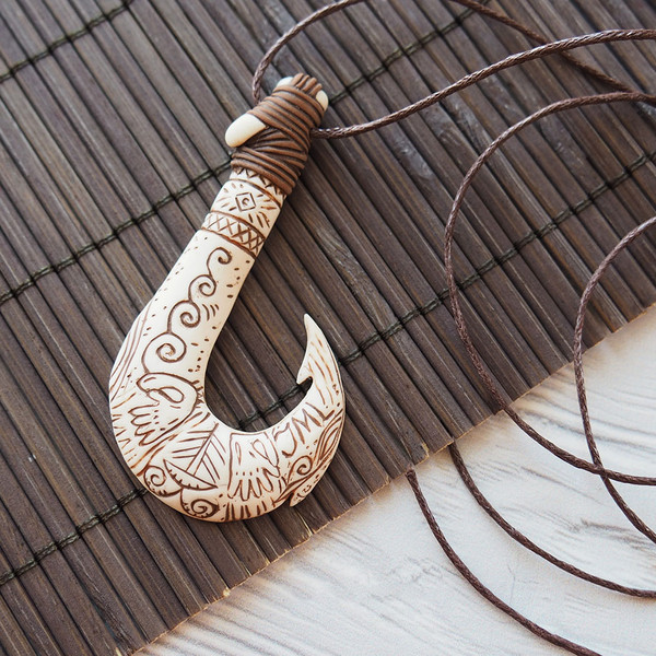 Maui Necklace Maui Fish Hook Pendant Moana Disney Handmade Polymer Clay Jewelry Fimo Pendant Moana Kids Jewel | Lovelyclaygifts