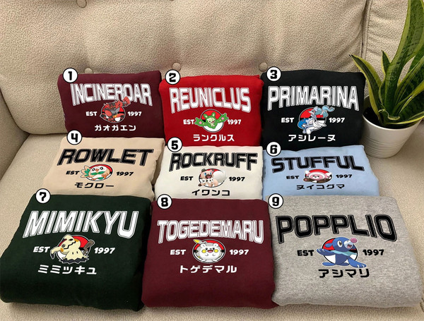 Pokemon Characters Shirt  Rowlet Litten Popplio Shirt  Rockruff Stufful Shirt Pokeball Shirt  Anime Japanese Shirt  Family Matching.jpg