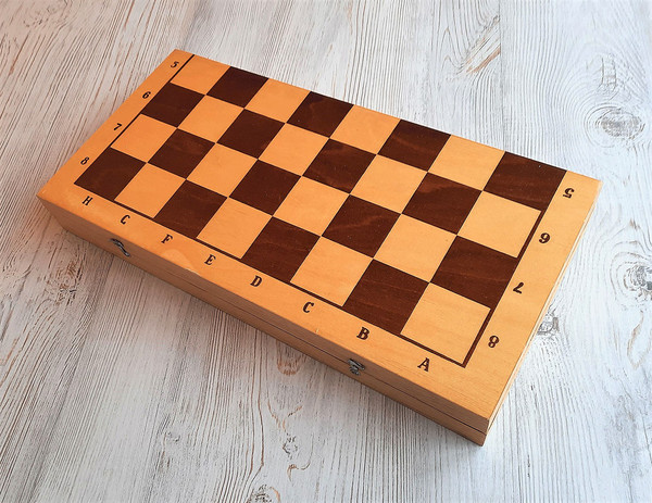 big wooden chess board vintage