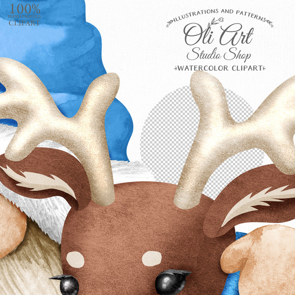 Christmas Blue Gnome and reindeer clipart_2.JPG