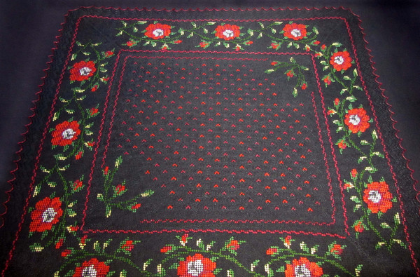 Black embroidered large Orenburg Russian shawl, Hand knit cover up, Wool wrap, Handmade stole, Warm bridal cape, Kerchief, Big scarf, Pashmina 9.JPG