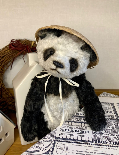 Teddy panda handmade-cute bear-teddy collection-vintage toy-plush bear-cute panda-toy panda-vintage plush-plush panda 1
