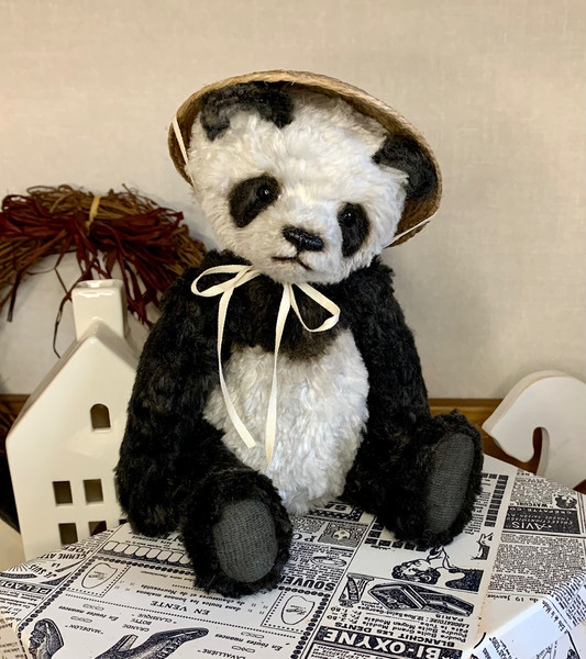 Teddy panda handmade-cute bear-teddy collection-vintage toy-plush bear-cute panda-toy panda-vintage plush-plush panda 2