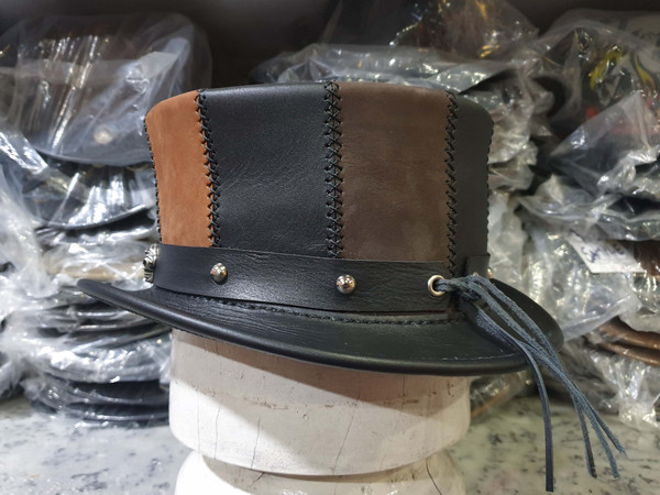 Striped Leather Short Top Hat  (9).jpg