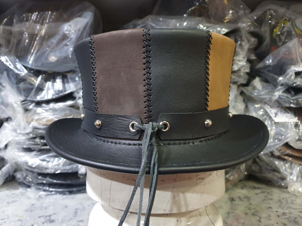 Striped Leather Short Top Hat  (10).jpg