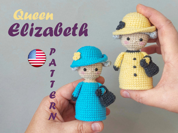 Queen Elizabeth crochet pattern Amigurumi doll mini Figure toy Her Majesty.jpg