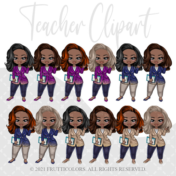 Teacher Clipart Bundle - African American Dolls - Inspire Uplift