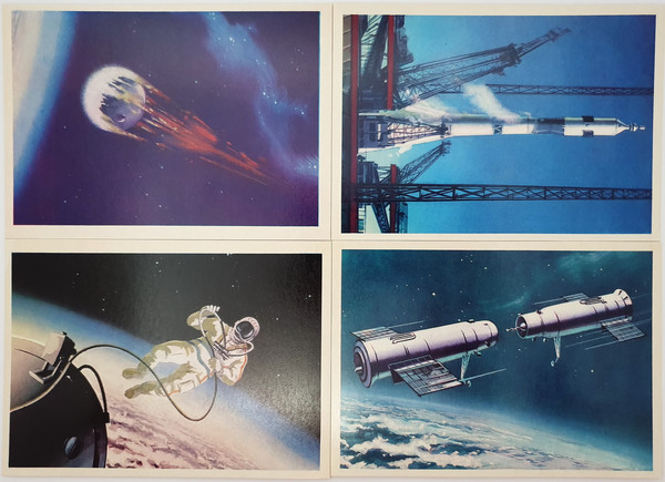 10 Vintage USSR Space Art postcards full set STEPS TO SPACE 32 pcs V. Viktorov 1971.jpg
