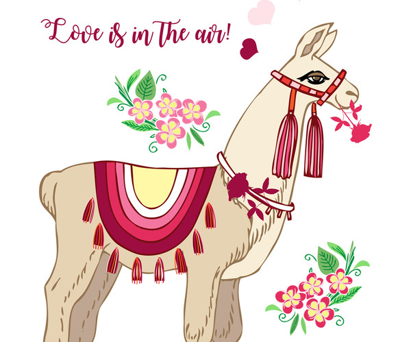 Llama with flowers and hearts. poster A4_2.jpg