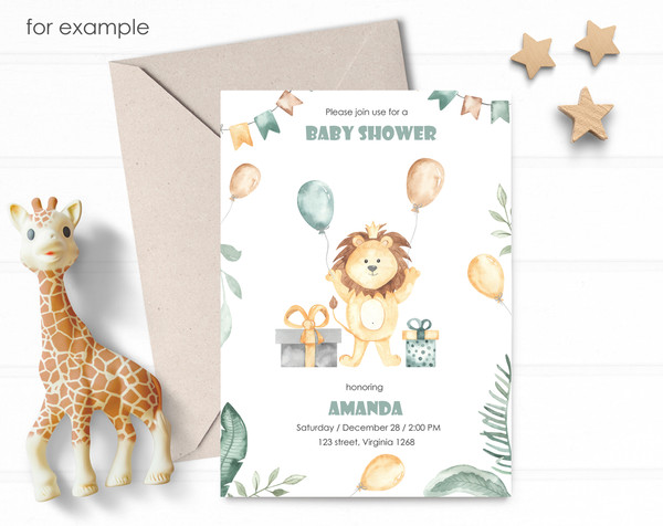 4 Animals and balloons watercolor baby shower card.jpg