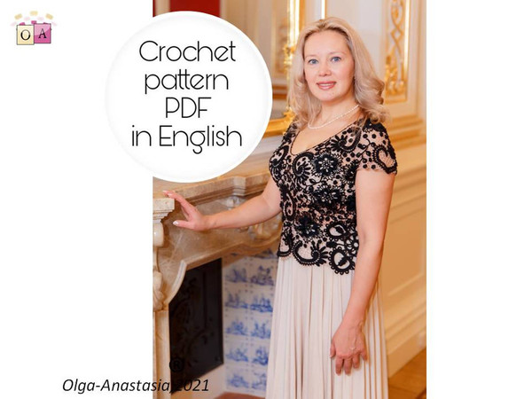 Irish_Lace_Crochet_Pattern_Black Floral_Short_Sleeve_Blouse_Evening_Cocktail_Look  (1).jpg