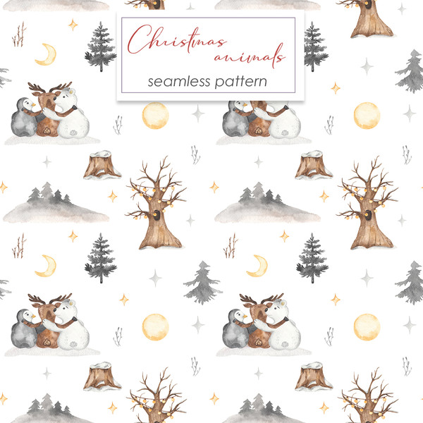 2-1 Christmas animals watercolor seamless patterns.jpg
