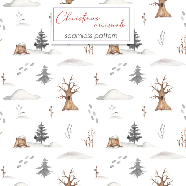 3-1 Christmas animals watercolor seamless patterns.jpg