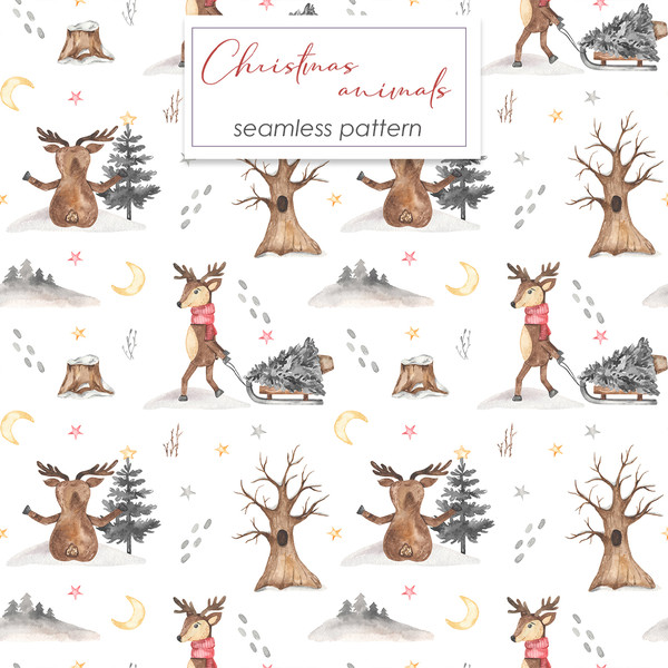 5-1 Christmas animals watercolor seamless patterns.jpg