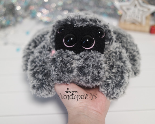Cute fluffy crochet spider for kids