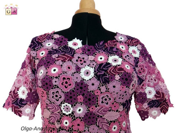 Irish Crochet Lace Pattern - Purple Blouse for Women Summer Short Sleeve Floral Print PDF (8).jpg