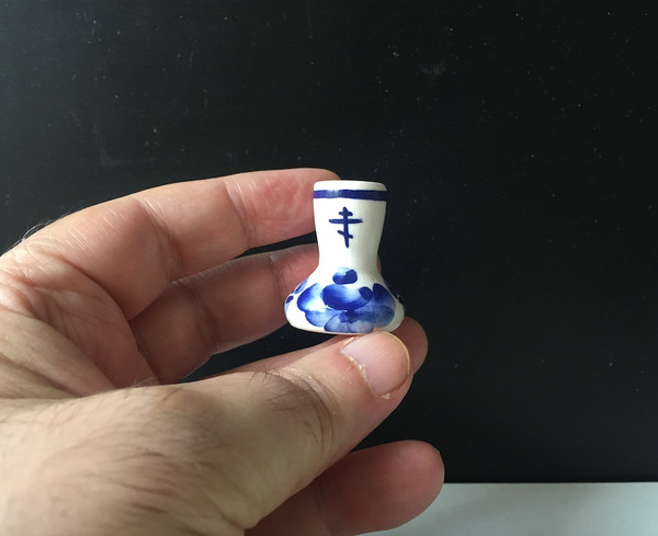Ceramic candle holder - White and Blue Cup