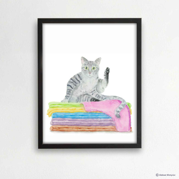 Tabby Cat Print Cat Decor Cat Art Home Wall-163-1.jpg