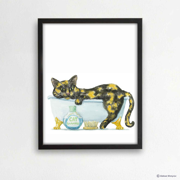 Tortoiseshell Cat Print Cat Decor Cat Art Home Wall-115-1.jpg