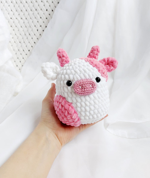 Crochet cow Plush cow Pink cow Crochet plush cow toy Cow toy - Inspire  Uplift