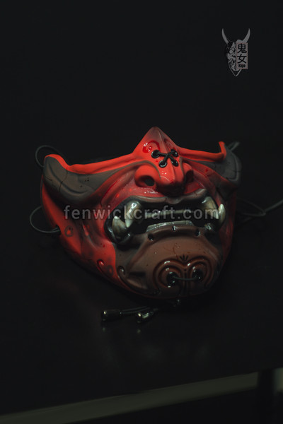 mask japanese demon devil red and black