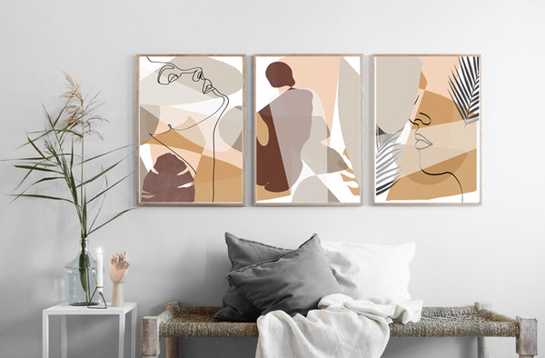 set of 3 posters for download, abstract female