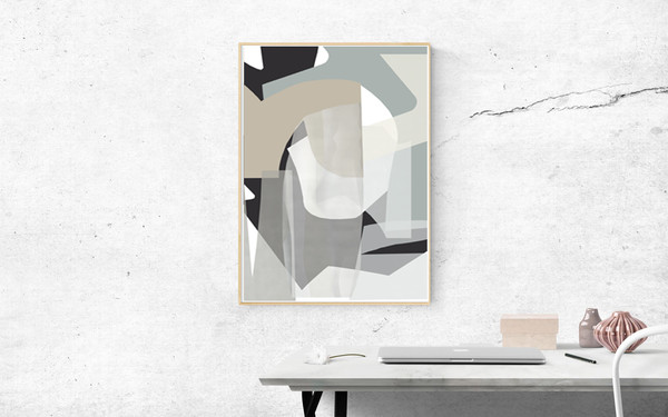 Gray abstract posters of 3 on the wall, easy to download