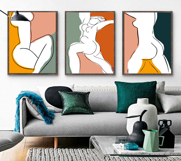 Woman abstract posters of 3 on the wall, easy to download 3