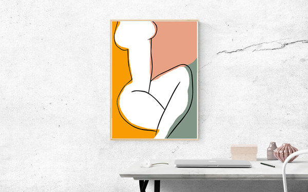 Woman abstract posters of 3 on the wall, easy to download 1