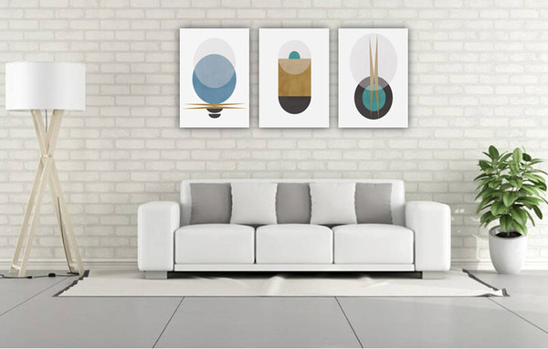 Three abstract geometric prints in brown tones can be downloaded 3