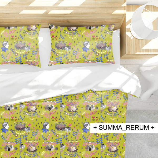 digital pattern for home textile design floral botanical astrological green background bedroom