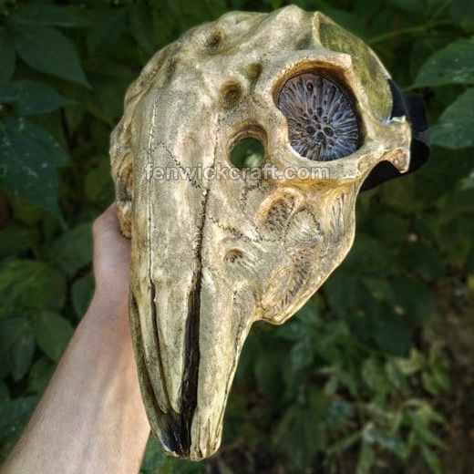 shamanic mask of an ancient aged animal skull